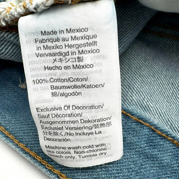 MADEWELL Women's 24 XS The Perfect Jean Short Bowman Wash Orange Stripe Raw Hem - Picture 6 of 12